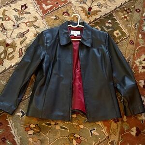 Worthington Black Leather Jacket with Red Lining